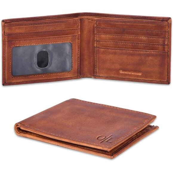 Slim Vegan Leather Wallet for Men - Brown 02